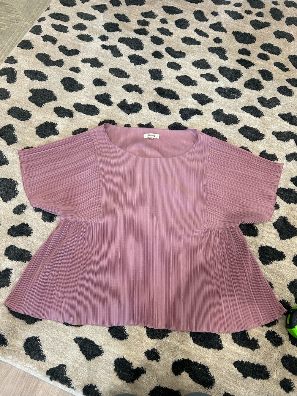 Madewell Small Pleated Short-Sleeve Peplum Top - Mauve Pink